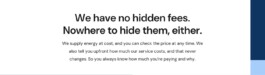 Homepage section: We have no hidden fees. Nowhere to hide them, either 