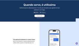 Pagina dell’app: Quando serve, è utilissima, con i bottoni per scaricarla 