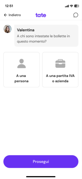 Schermata 4 del percorso: intestatario 