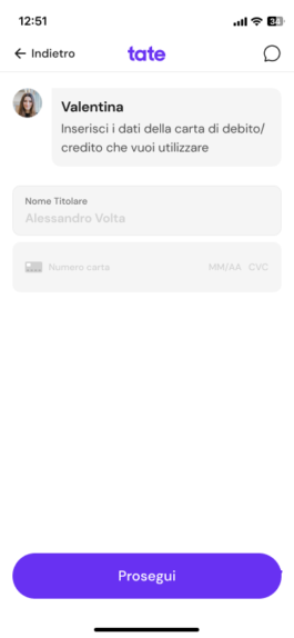 Schermata 13 del percorso: dati carta 
