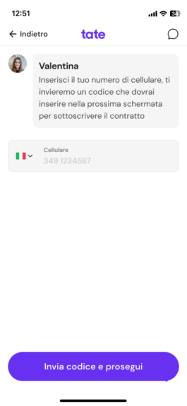 Schermata 17 del percorso: numero di cellulare 