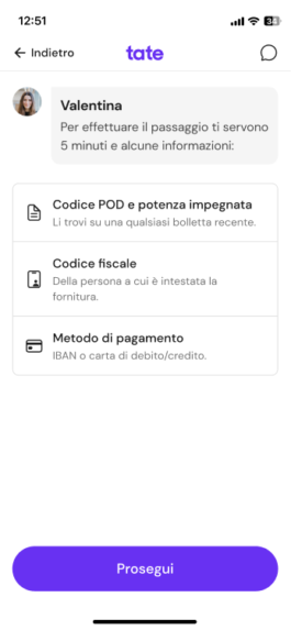 Schermata con il tempo necessario e le tre informazioni da tenere a portata di mano 