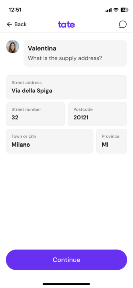 Onboarding screen 6 of 20: supply address 