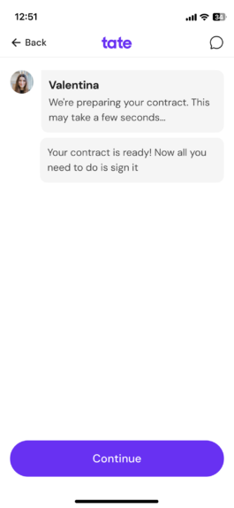 Onboarding screen 16 of 20: preparing the contract 