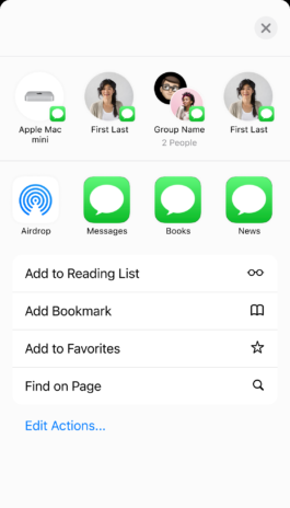 iOS share sheet 