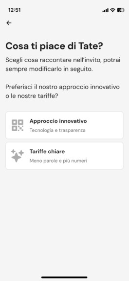 Personalizzazione dell’invito: Cosa ti piace di Tate? 