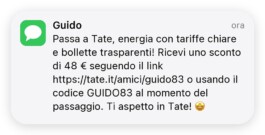 SMS di invito firmato Guido 