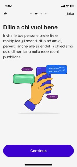 Seconda schermata del tutorial, Dillo a chi vuoi bene 